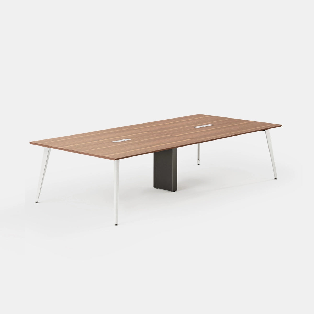 Top Color:Walnut; Leg Color:Powder White; Desk Size:118 inches x 48 inches;