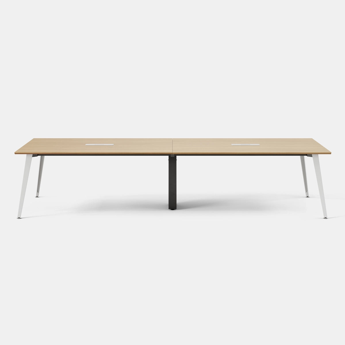 Top Color:Woodgrain; Leg Color:Powder White; Desk Size:142 inches x 48 inches;